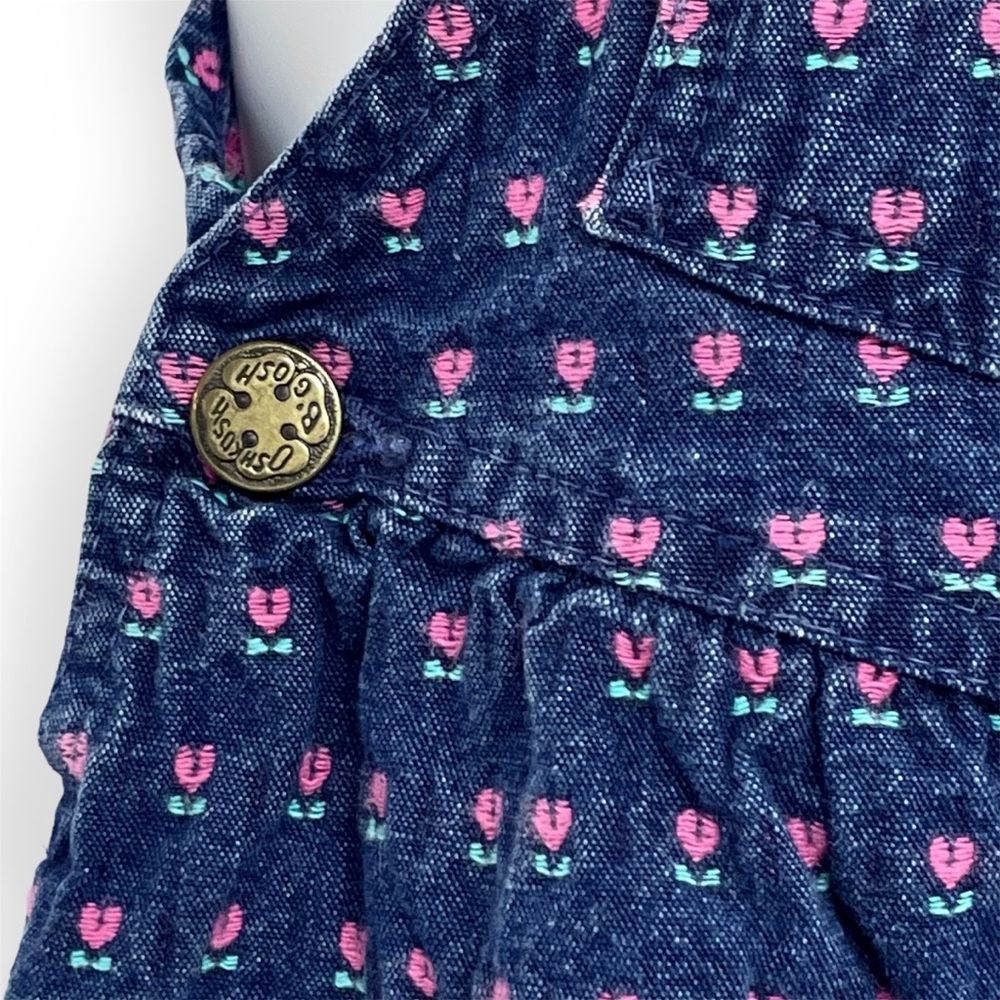 OshKosh B'Gosh Vintage Vestbak Overalls Floral Denim Blue Size 3T Union Made USA - Picture 5 of 11